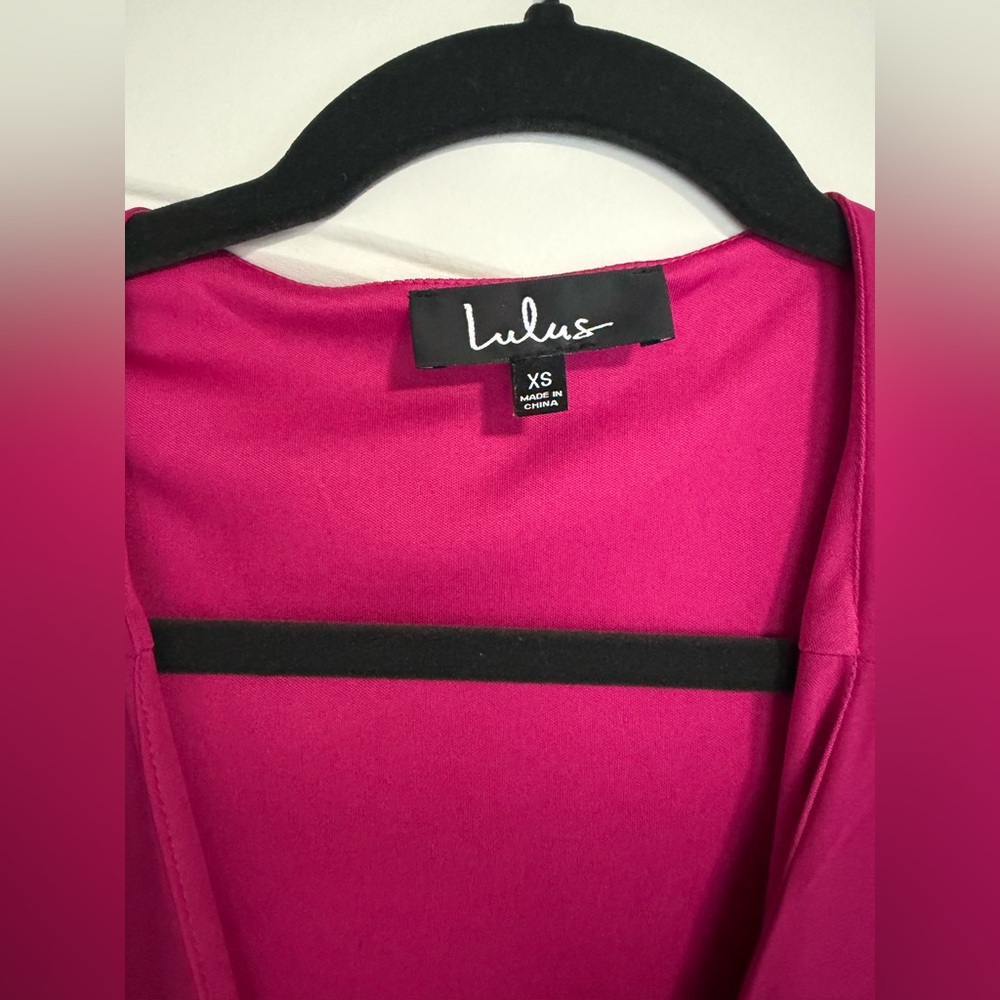 Lulu's Fuchsia V-Neck Dress - Picture 4 of 4